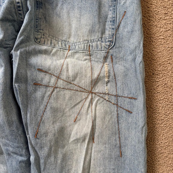 Vintage OZOC Jeans Mens Mens 42x33 Blue Baggy Wide Leg Skater Y2K Embroidered - Picture 11 of 12